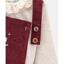 Bonfino Embroidered Onesie with Full Sleeves Inner Tee - Maroon