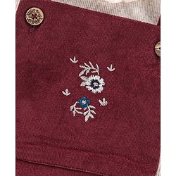 Bonfino Embroidered Onesie with Full Sleeves Inner Tee - Maroon