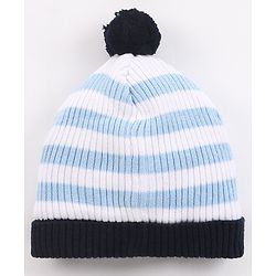 Bonfino Striped Woollen Cap Off White - Diameter 13 cm