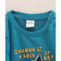 Bonfino Full Sleeves Sweatshirt And Jogger Set With Sticker Animal Print - Blue