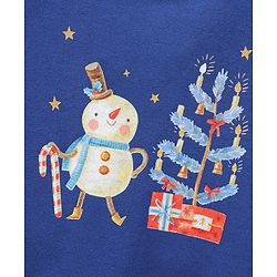 Bonfino Cotton Full Sleeves T-Shirt With Ankle Length Jogger Snowman Print - Navy