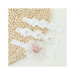 Bonfino Free Size Floral Design with Pearl Studded Headbands Pack of 3 - White