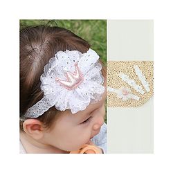 Bonfino Free Size Floral Design with Pearl Studded Headbands Pack of 3 - White