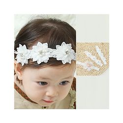 Bonfino Free Size Floral Design with Pearl Studded Headbands Pack of 3 - White