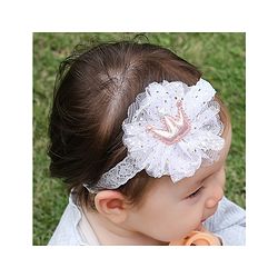 Bonfino Free Size Floral Design with Pearl Studded Headbands Pack of 3 - White