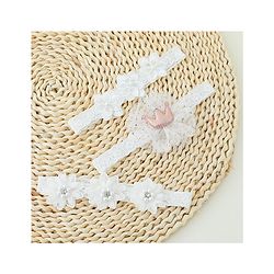 Bonfino Free Size Floral Design with Pearl Studded Headbands Pack of 3 - White