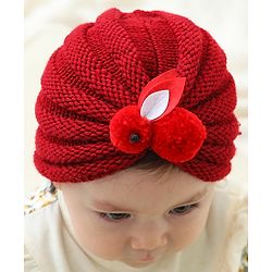 Bonfino Free Size Cap With Bunny Applique- Red