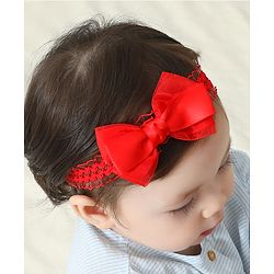 Bonfino Bow Applique Free Size Headband & Socks - Red