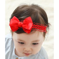 Bonfino Bow Applique Free Size Headband & Socks - Red