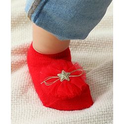 Bonfino Bow Applique Free Size Headband & Socks - Red