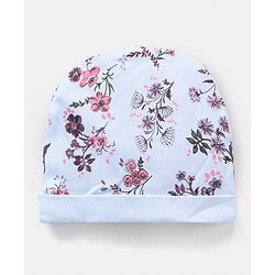 Bonfino Cotton Cap Mittens & Booties Set Floral Print Pink Blue - Diameter 12.5 cm