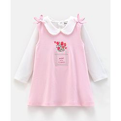 Bonfino Sleevesless Dress with Inner Tee and Peterpan Collar - Pink