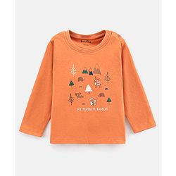 Bonfino Cotton Knit Full Sleeves T-Shirt Tree Print Pack of 3 - Blue Green Orange