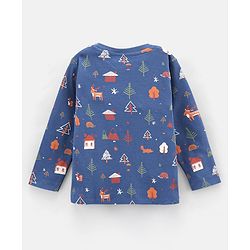 Bonfino Cotton Knit Full Sleeves T-Shirt Tree Print Pack of 3 - Blue Green Orange