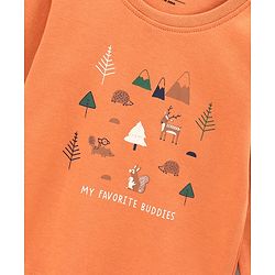 Bonfino Cotton Knit Full Sleeves T-Shirt Tree Print Pack of 3 - Blue Green Orange