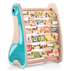Bonfino Wooden Montessori Educational Alphabet & Abacus Toy - Multicolour | Dual-Learning | foster A More Visual And Sensory Development | Eco-Friendly & Safe | BIS Certified