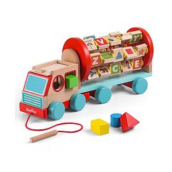 Bonfino Montessori  Wooden Educational Alphabet Pull Along Truck- Multicolour