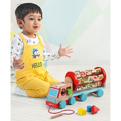 Bonfino Montessori  Wooden Educational Alphabet Pull Along Truck- Multicolour
