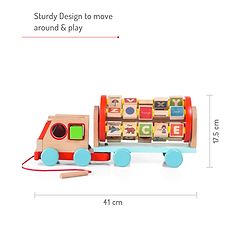 Bonfino Montessori  Wooden Educational Alphabet Pull Along Truck- Multicolour