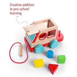 Bonfino Montessori  Wooden Educational Alphabet Pull Along Truck- Multicolour