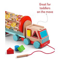 Bonfino Montessori  Wooden Educational Alphabet Pull Along Truck- Multicolour