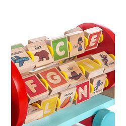 Bonfino Montessori  Wooden Educational Alphabet Pull Along Truck- Multicolour