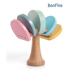 Bonfino Wooden Castanet Rattle Toy - Multicolour | Wooden Rattle with Castanet Sounds | Promotes Auditory Skills & Rhythm Awareness | Durable & Child-Safe | BIS Certified