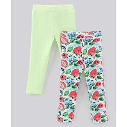 Bonfino Interlock Fabric Ankle Length Pack of 2 Leggings - Green