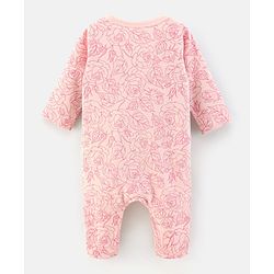 Babyoye Cotton Full Sleeves Sleepsuit Floral Print - Pink