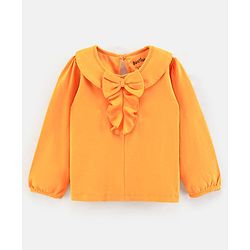 Bonfino Cotton Knit Full Sleeves Top With Leggings Set Solid Colour - Orange Teal