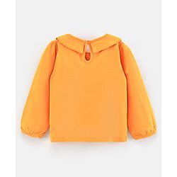 Bonfino Cotton Knit Full Sleeves Top With Leggings Set Solid Colour - Orange Teal