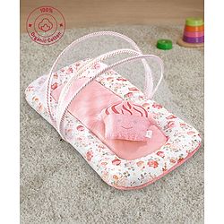 Bonfino Premium Organic Cotton Mattress Set with Net Cupcake Print - Pink