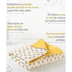 Bonfino Premium 100% Organic Cotton Quilt Honey Bee Print - Yellow