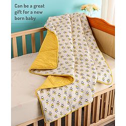 Bonfino Premium 100% Organic Cotton Quilt Honey Bee Print - Yellow