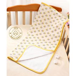 Bonfino Premium 100% Organic Cotton Diaper Changing Mat Honey Bee Print - Yellow