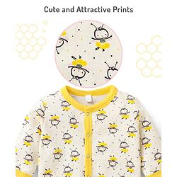 Bonfino Premium Cotton Gift Set Honey Bee Print Pack Of 6 - Yellow