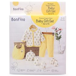 Bonfino Premium Cotton Gift Set Honey Bee Print Pack Of 6 - Yellow