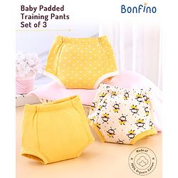 Bonfino Premium 100% Organic Cotton Padded Training Pants Honey Bee Print Set Of 3 Size 2- Yellow
