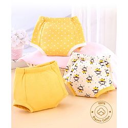 Bonfino Premium 100% Organic Cotton Padded Training Pants Honey Bee Print Set Of 3 Size 3- Yellow