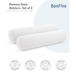 Bonfino Premium Knitted Memory Foam Bolsters Pack of 2 - White