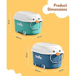 Bonfino Storage Box Pack of 2 - Green & Blue| Toys and Books Organizer| For Boys and Girls| Clip Lock Lid| Portable| Durable and Sturdy| Convenient Pull Handle