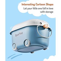 Bonfino Storage Box Pack of 2 - Green & Blue| Toys and Books Organizer| For Boys and Girls| Clip Lock Lid| Portable| Durable and Sturdy| Convenient Pull Handle