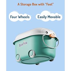 Bonfino Storage Box Pack of 2 - Green & Blue| Toys and Books Organizer| For Boys and Girls| Clip Lock Lid| Portable| Durable and Sturdy| Convenient Pull Handle