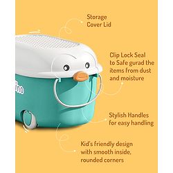 Bonfino Storage Box Pack of 2 - Green & Blue| Toys and Books Organizer| For Boys and Girls| Clip Lock Lid| Portable| Durable and Sturdy| Convenient Pull Handle