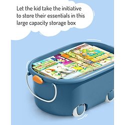 Bonfino Storage Box Pack of 2 - Green & Blue| Toys and Books Organizer| For Boys and Girls| Clip Lock Lid| Portable| Durable and Sturdy| Convenient Pull Handle