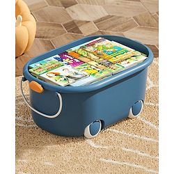Bonfino Storage Box Pack of 2 - Green & Blue| Toys and Books Organizer| For Boys and Girls| Clip Lock Lid| Portable| Durable and Sturdy| Convenient Pull Handle