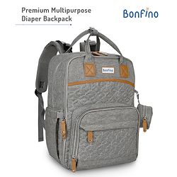 Bonfino Premium Multipurpose Diaper Backpack -  Grey