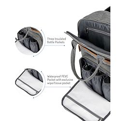 Bonfino Premium Multipurpose Diaper Backpack -  Grey