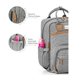 Bonfino Premium Multipurpose Diaper Backpack -  Grey