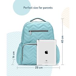 Bonfino Zig Zag Textured Free Size Diaper Backpack - Blue